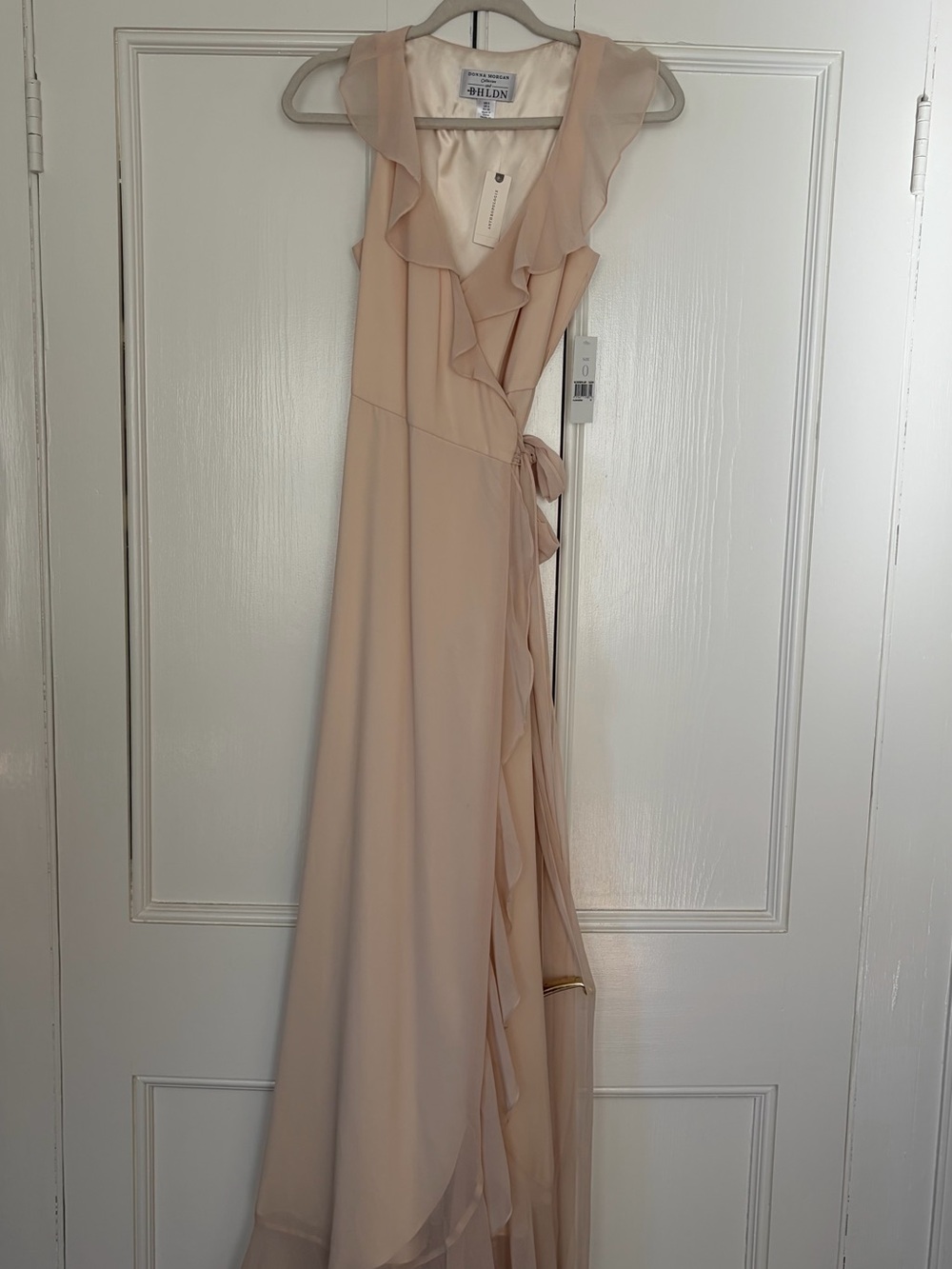 Anthropologie BHLDN Blush Ruffle Wrap Maxi Dress